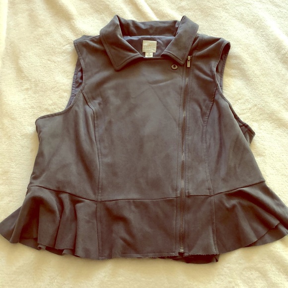 LC Lauren Conrad Jackets & Blazers - Lauren Conrad Size 10 slate blue/gray suede vest